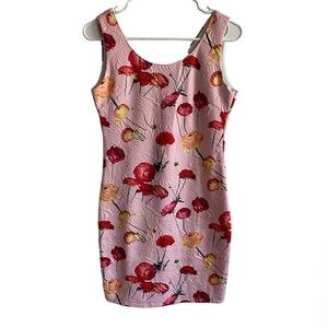 Classic Pink Sheath Mini Dress Scoop Neck Sleeveless